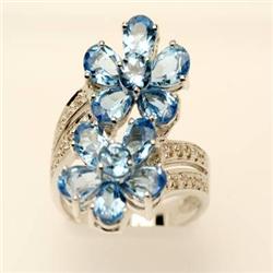 Genuine 4.50 Blue Topaz & Diamond 14K White Gold