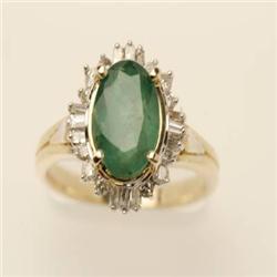 Genuine 2.95 ctw Emerald & Diamond 14K Yellow Gold