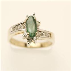 Genuine 1.15 ctw Emerald & Diamond Ring 14K Gold