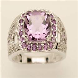 Genuine 5.90 ctw Amethyst & Diamond Ring 14K Gold
