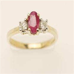 Genuine .84 ctw Ruby & Diamond Ring 14K Yellow Gold