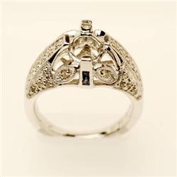 Semi-mount .39 ctw Sapphire & Diamond 14K W Gold