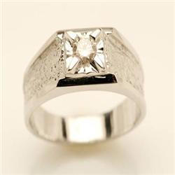 Genuine .40 ctw Diamond Men's Ring 14K White Gold