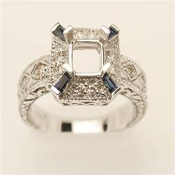 Semi-mount .50 ctw Sapphire & Diamond 14K W Gold