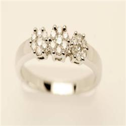Genuine .50 ctw Diamond Flower Ring 14K White Gold