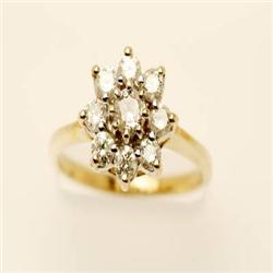 Genuine 1.25ct Diamond Flower Ring 14K Yellow Gold