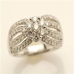 Anniversary .75 ctw Diamond Cluster Ring 14K W Gold