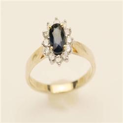 Genuine 1.87 ctw Sapphire & Diamond Ring 14K Gold