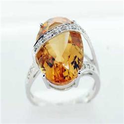 Genuine 10.57 ctw Citrine & Diamond 14K White Gold