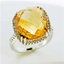 Genuine 3.71 ctw Citrine & Diamond 14K White Gold