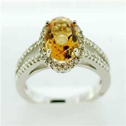 Genuine 1.62 ctw Citrine & Diamond 14K White Gold