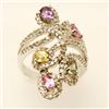 Image 1 : Genuine 2.15 ctw Multi-sapphire & Diamond Ring 14K Gold