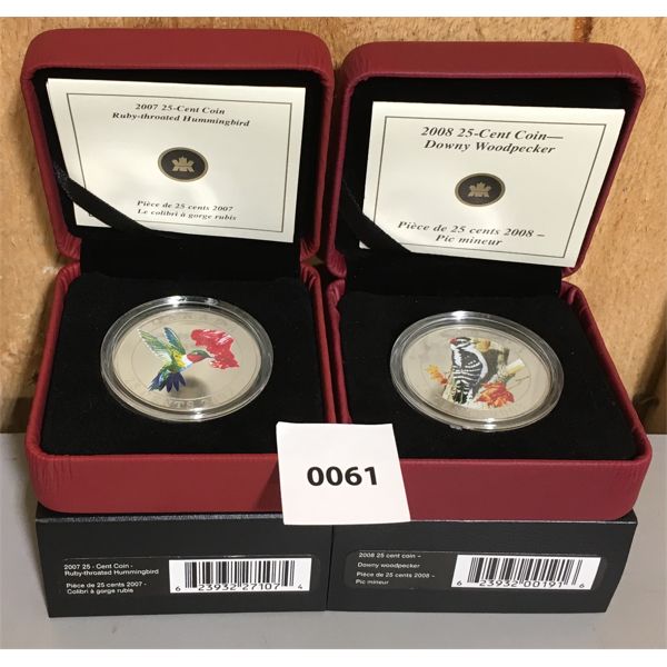 LOT OF 2 - RCM 2007 & 2008 25 CENT FINE SILVER COINS