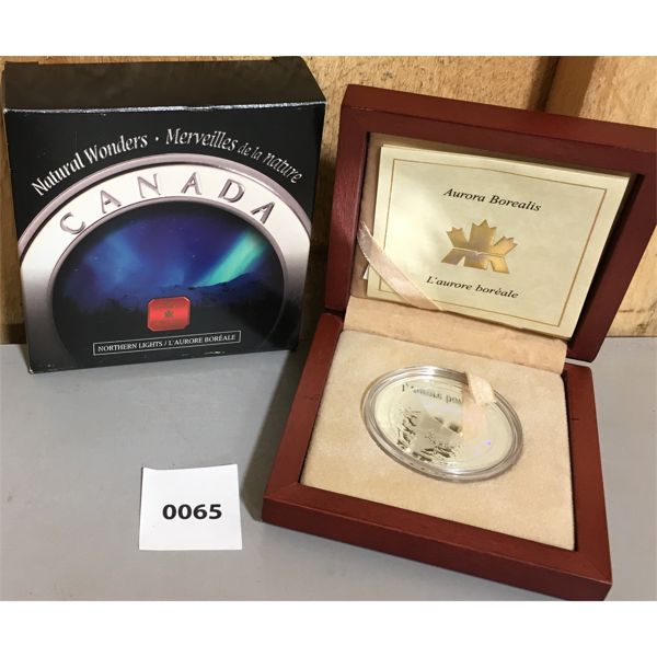 RCM NATURAL WONDERS $20 FINE SILVER COIN - NORTHERN LIGHTS