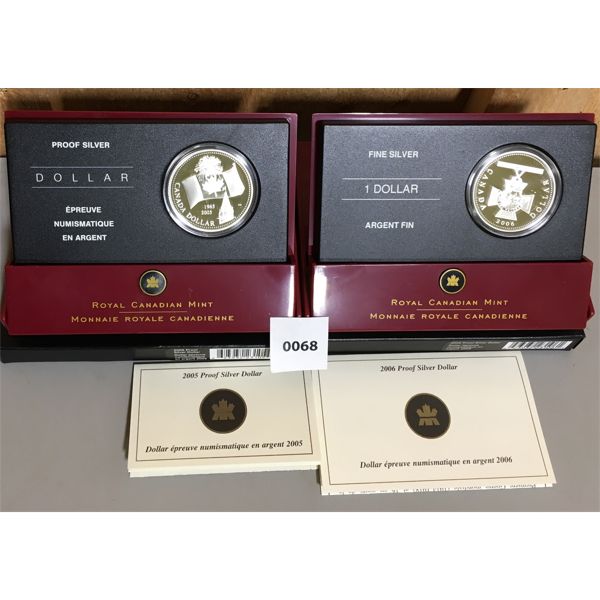 LOT OF 2 - 2005 & 2006 PROOF SILVER DOLLAR COINS