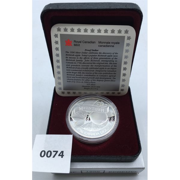1996 PROOF SILVER DOLLAR - MCINTOSH APPLE