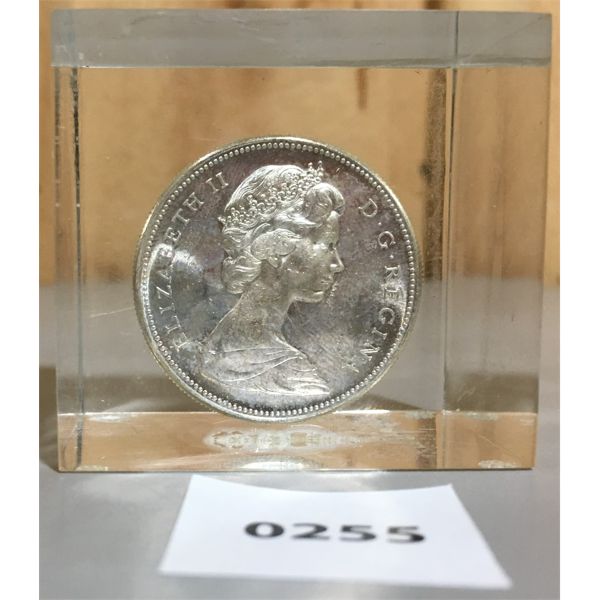 1967 SILVER DOLLAR FROZEN IN EPOXY CAST