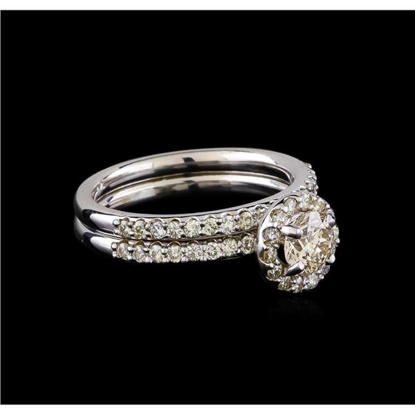 1.17 ctw Diamond Wedding Ring Set - 14KT White Gold