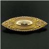 Image 2 : 9k Yellow Gold .10 ctw Diamond Marquise Shaped Etched Brooch Pin