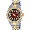 Image 2 : Rolex Ladies 2 Tone Red Vignette Diamond Lugs 26MM Oyster Perpetual Datejust Wri