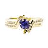 Image 2 : 0.99 ctw Blue Sapphire And Diamond Ring - 14KT Yellow Gold
