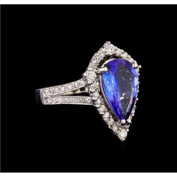 2.95 ctw Tanzanite and Diamond Ring - 14KT White Gold