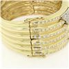 Image 5 : 14k Two Tone Gold Ribbed 6.25" 12 ctw Diamond Wide Bangle Cuff Bracelet