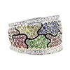 Image 1 : 1.64 ctw Multi-colored Gemstone and Diamond Wide Band - 18KT Yellow And White Go