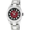 Image 2 : Rolex New Style Ladies Stainless Steel Red Vignette Diamond Quickset Datejust Wr