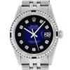 Image 1 : Rolex Mens SS Blue Vignette Diamond & Ruby Channel Set Diamond Datejust