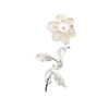 Image 1 : 0.53 ctw Diamond and Pearl Flower Pin - 18KT White Gold