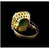 Image 3 : 14KT Yellow Gold 6.96 ctw Emerald and Diamond Ring