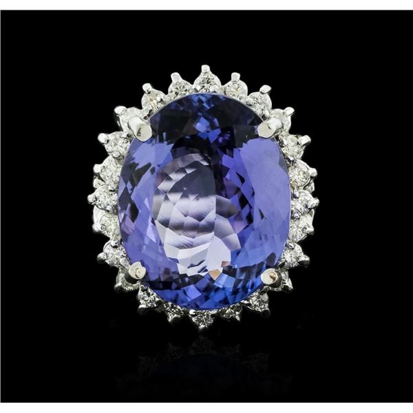 14KT White Gold 12.19 ctw Tanzanite and Diamond Ring