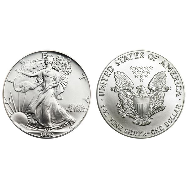 1990 American Silver Eagle .999 Fine Silver Dollar Coin