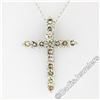 Image 1 : New 14kt White Gold 1.52 ctw Fancy Colored Round Diamond Cross Pendant Necklace