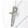 Image 4 : New 14kt White Gold 1.52 ctw Fancy Colored Round Diamond Cross Pendant Necklace