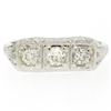Image 1 : Antique Art Deco 18kt White Gold 0.55 ctw European Cut Diamond Filigree Ring