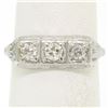 Image 4 : Antique Art Deco 18kt White Gold 0.55 ctw European Cut Diamond Filigree Ring