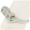 Image 6 : Antique Art Deco 18kt White Gold 0.55 ctw European Cut Diamond Filigree Ring