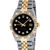 Image 2 : Rolex Mens 2 Tone Black Pyramid Diamond 36MM Oyster Perpetual Datejust Wristwatc
