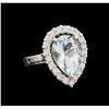 Image 1 : 4.65 ctw Aquamarine and Diamond Ring - 14KT White Gold