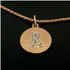 Image 2 : 14K Rose Gold 0.10 ctw Diamond Awareness Ribbon Disc Pendant w/ 16" Rope Chain