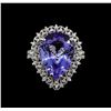 Image 2 : 9.24 ctw Tanzanite and Diamond Ring - 14KT White Gold