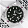 Image 1 : Rolex Mens Stainless Steel Black Diamond & Ruby 36MM Datejust Wristwatch Oyster