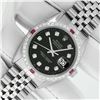 Image 2 : Rolex Mens Stainless Steel Black Diamond & Ruby 36MM Datejust Wristwatch Oyster