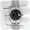 Image 3 : Rolex Mens Stainless Steel Black Diamond & Ruby 36MM Datejust Wristwatch Oyster