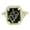 Image 4 : 1925 14k White Gold Prong Set Black Onyx Filigree Dinner Ring