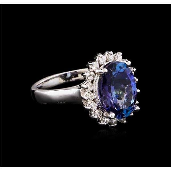 4.05 ctw Tanzanite and Diamond Ring - 14KT White Gold