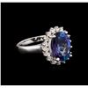 Image 1 : 4.05 ctw Tanzanite and Diamond Ring - 14KT White Gold