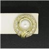 Image 3 : 18kt Yellow Gold 1.25 ctw Cultured Pearl and Diamond Button Earrings